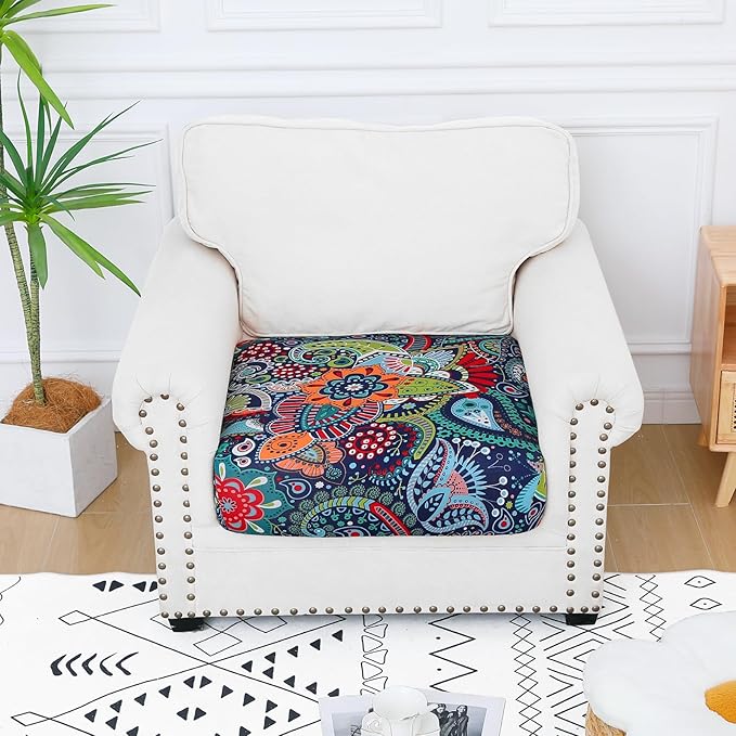 Smiry Printed Couch Cushion Covers, Stretch Soft Couch Covers for Sofa, Washable Non-Slip Sofa Slipcover Furniture Protector for Indoor and Outdoor (1 Pack, Blue Green)