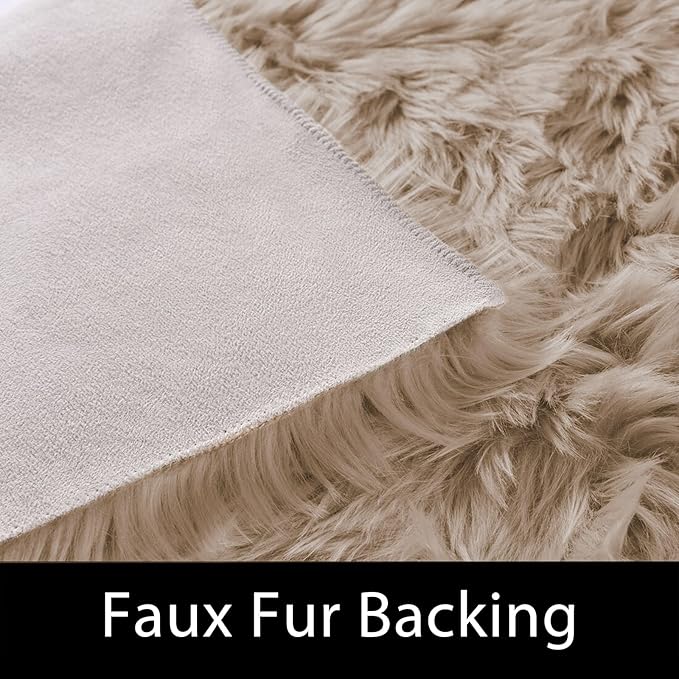 Latepis Small Area 2x4 Rug Brown Beige Fur Rug 60% Acrylic 40% polyester Shaggy Rugs for Bedroom Washable Shag Rugs for Living Room Dorm Cushion Home Décor
