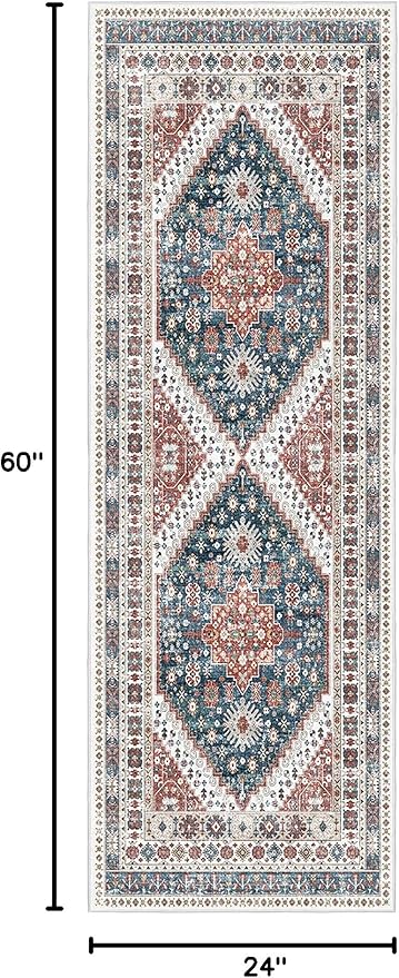 Madane Hallway Runner Rug - 2x5 Rug Runner Washable Runner Rugs Non-Slip Low-Pile Kitchen Runner Rug Laundry Room Rug Throw Carpet for Entrance Bedroom Living Room (2'x5', Navy Blue)