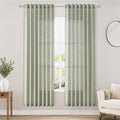 Nanspring Sage Green Semi Sheer Curtains 72 Inches Long 2 Panels Set for Bedroom Back Tab Rod Pocket Light Filtering Drapes Cotton Linen Textured Pale Green Farmhouse Living Room Curtain 52X72 Inch