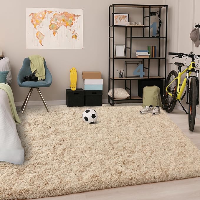 Chicrug Soft Area Rugs for Bedroom Living Room Plush Fluffy Rug 3x5 Feet, Shag Furry Area Rug Carpet Non Shedding for Nursery Children Kids Girls Room Home Decorative, Camel