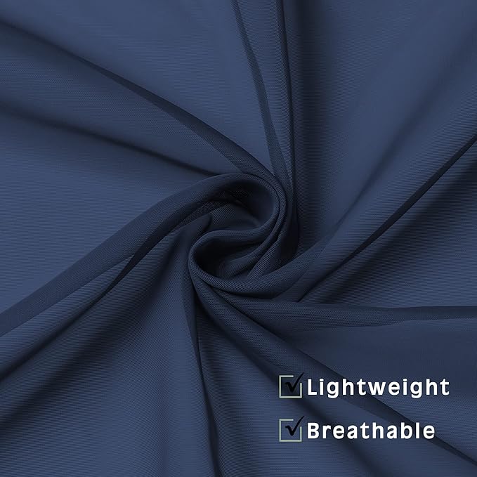 OVZME Navy Blue Sheer Curtains 2 Panel Sets 84" Inch Length - Transparent Light Weight Window Treatment Panels for Study Room/Living Room/Bedroom, Navy Blue, Per Panel W42 X L84 inches, 1 Pair
