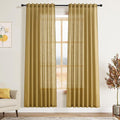 Nanspring Gold Linen Curtains 72 Inch Length for Living Room Semi Sheer Light Filtering Door Drapes 2 Panels Set for Kids Bedroom Light Filtering Back Tab Rod Pocket Modern Farmhouse Decor 52x72