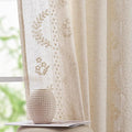 jinchan Belrose Linen Curtains for Bedroom Floral Curtains 72 Inch Length Linen Blend Ivory Embroidered Drapes Farmhouse Flower Patterned Drapes for Living Room Window Treatments Set 2 Panels