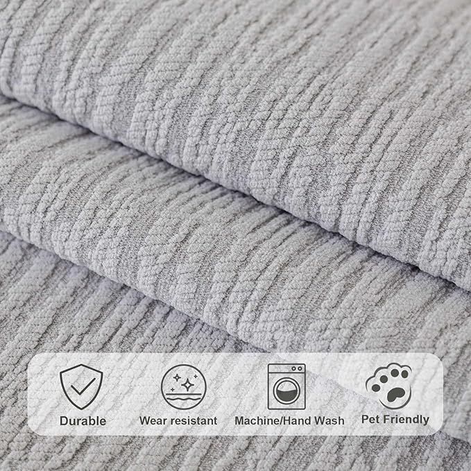 Soft Waterproof Chenille Cover Washable, Non Slip Sectional Sofa Covers for 3 Cushion Couch Sofa L Sharped Sofa Slipcover for Pets, Furniture Protector (1 PCS 36"x36" Light Grey)