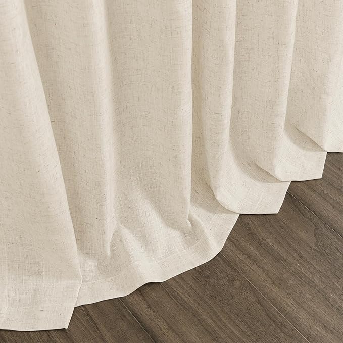 Birch Beige Linen Curtains 80 Inch Length for Living Room Light Filtering Semi Sheer Curtain Back Tab Modern Farmhouse Decor Elegant Luxury Coastal Drapes for Bedroom Dinner Room 52x80, 2 Panels
