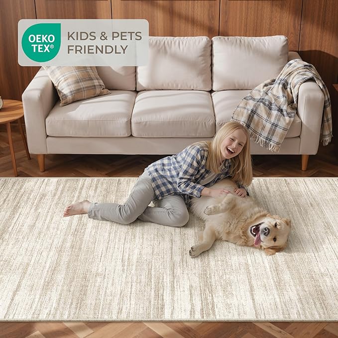 2x6 Runner Rug Non Slip for Entryway, Washable Runners for Kitchen, Soft Thin Hallway Rug for Bedroom, Laundry, Small Stain Resistant Indoor Door Mat(2'x6', Brown/Beige)