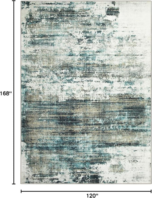 10x14 Area Rugs Washable Rug: Modern Abstract Living Room Rug Soft Anti-Skid Thin Carpet Indoor Floor Non-Shedding Carpets for Bedroom Dining Room Farmhouse Nursery Home Office Green Multi