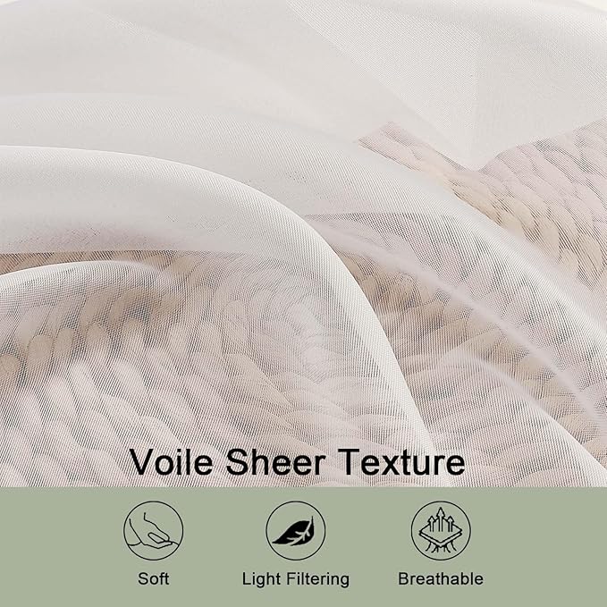 OWENIE Extra Long Ivory Sheer Curtains 144 inch 2 Panels Set, Translucent Backdrop Window Scarf Drapes for Canopy Bed/Wedding/Living Room/Anniversary, 12FT Length, Each 59Wx144L in, 2PCS, Ivory