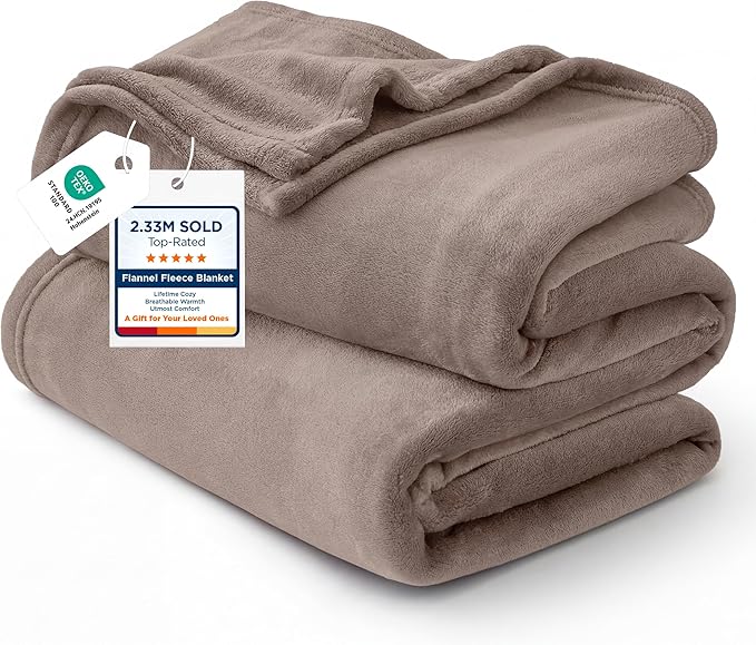 Bedsure GentleSoft Fleece Bed Blankets Queen Size Mocha Brown - Soft Lightweight Plush Fuzzy Cozy Luxury Blanket Microfiber, 90x90 inches