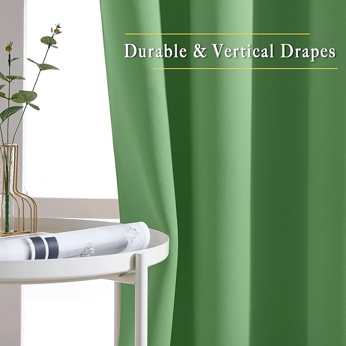 NICETOWN Forest Green Blackout Bedroom Curtains 96 inches Long, Grommet Thermal Insulated Room Darkening Window Treatments Sound Reducing for Living Room, W46 x L96, 2 Panels