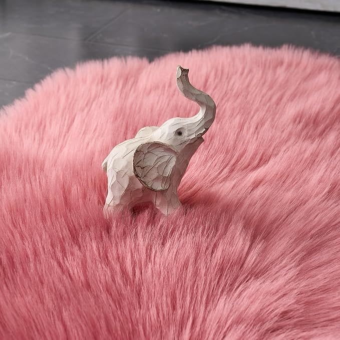 EasyJoy Ultra Soft Fluffy Shaggy Area Rug Faux Fur Rug Chair Cover Seat Pad Fuzzy Area Rug for Bedroom Floor Sofa Living Room (2 x 3 ft Sheepskin, BlushPink)