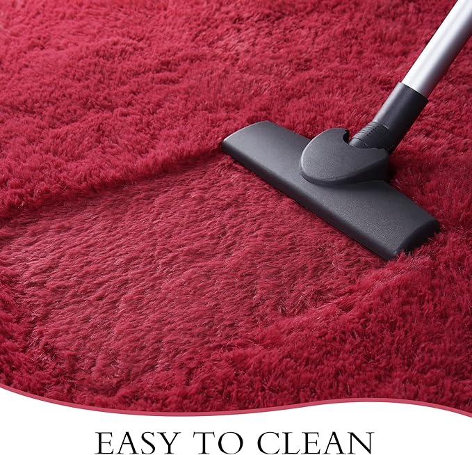 Chicrug Soft Runner Rug for Bedroom Living Room Plush Fluffy Rug 2x4 Feet, Shag Furry Runner Rug Carpet Non Shedding for Nursery Children Kids Girls Room Home Decorative, Wine Red