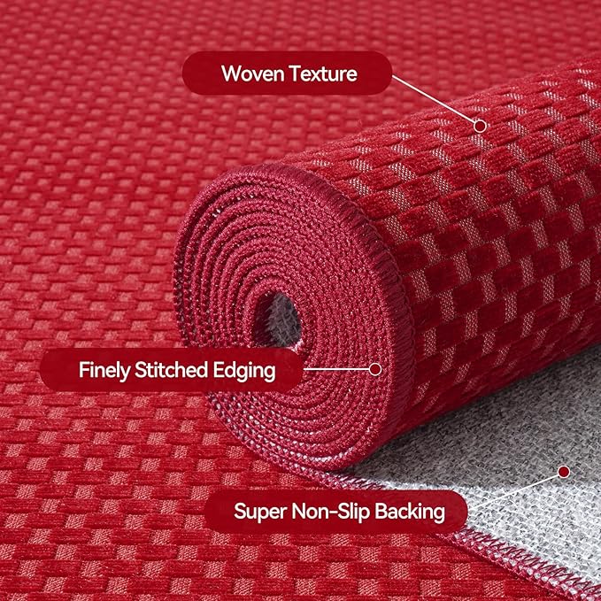 YDKGL 3x5 ft Area Rug Entryway Runner Rug Non Slip Washable, Boho Woven Kitchen Runner Rugs Door Mat Entry Rugs Carpet for Indoor Foyer Backdoor Hallway Floor Bedroom Living Room, Red