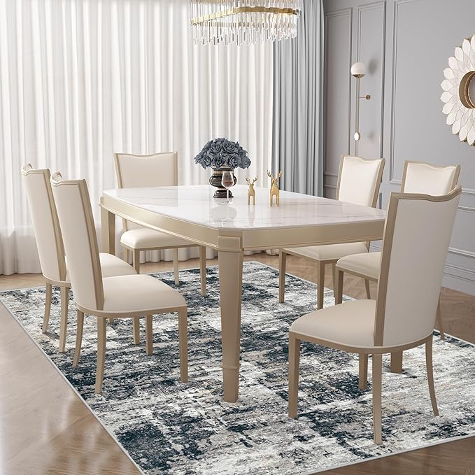XLUEZ 5x7 Area Rugs for Living Room, Washable Modern Abstract Large Area Rug Neutral Soft Non Slip Kids Rug Stain Resistant Indoor Carpet for Bedroom Nursery Dining Room Playroom(BlackGrey, 5'x7')