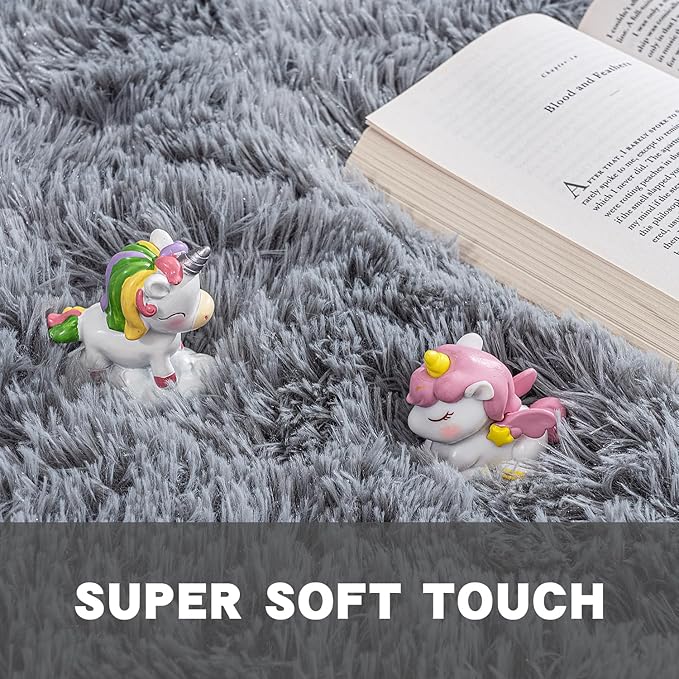 Rugs for Bedroom 4x6, Soft Shaggy Modern Shag Area Rug for Living Room, Upgrade Non-Slip Plush Fluffy Carpet for Kids Boys Girls Room Home Decor Aesthetic, Grey