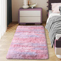 Soft Runner Rugs for Bedroom Hallways, 2x4 Abstract Pink Fluffy Shag Throw Area Rug Non Slip for Bedside Dorm, Long Shaggy Furry Carpet for Nursery Living Room