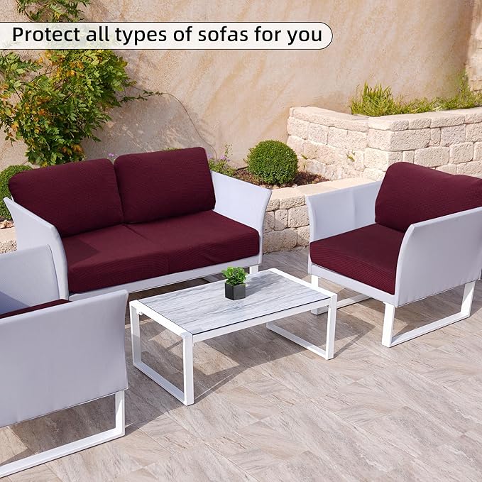 Outdoor Cushion Covers Set,8PCS Patio Furniture Couch Seat Slipcovers, Replacement for Sofa Sectional Chair(Cover，Only)