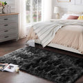 Ciicool Fluffy Area Rug, Black Faux Fur Rugs for Bedroom Living Room, Thick Fuzzy Shag Rug Furry Nursery Rug Plush Indoor Floor Carpets for Kids Girls Boys Teen Dorm, 4x6 ft