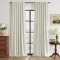 RYB HOME 100% Blackout Curtains Natural Linen Blended, Thermal Insulated Room Darkening Window Treatment with White Liner Classy Home Decor for Living Room Nursery, Natural, W52 x L95 inch, 2 Panels
