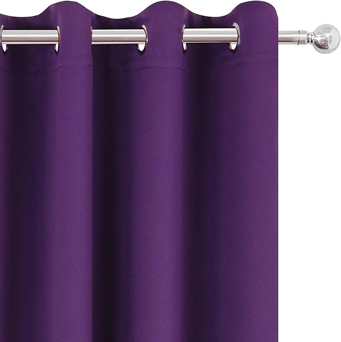 LEMOMO Purple Blackout Curtains 52 x 84 Inch Length/Set of 2 Curtain Panels/Thermal Insulated Room Darkening Curtains for Bedroom