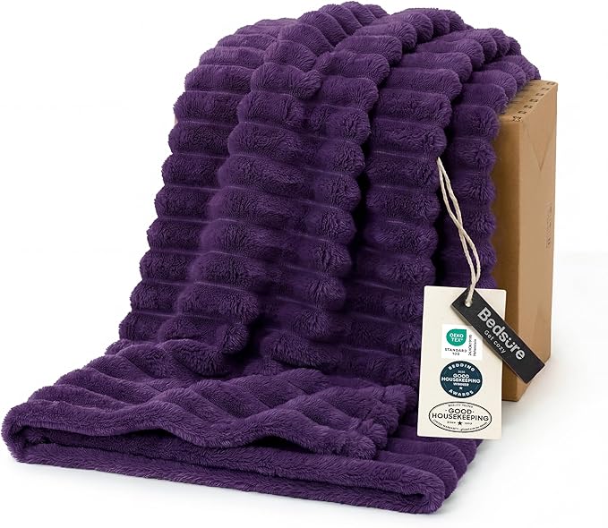 Bedsure GentleSoft Purple Fleece Blanket for Couch - Cozy Soft Blankets for Women, Cute Small Throws for Girls, 50x60 Inches