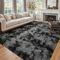 6x9 Ft Large Shag Rugs for Living Room Decor, Tie-Dyed Ultra Soft Fluffy Furry Area Rugs for Bedroom Indoor Floor, Aesthetic Carpet for Kids Home (Dark Grey)