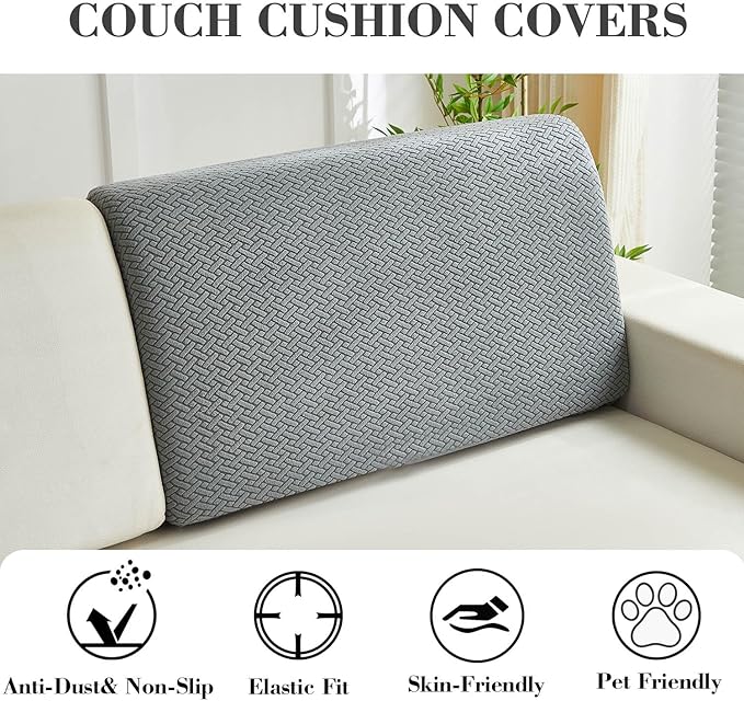 Couch Cushion Covers Sofa Covers Couch Covers for Sofa Pet Friendly Universal Sofa Covers Washable Stretch Slipcovers for Sectional Sofa (Texture Gray,Back Cover M)