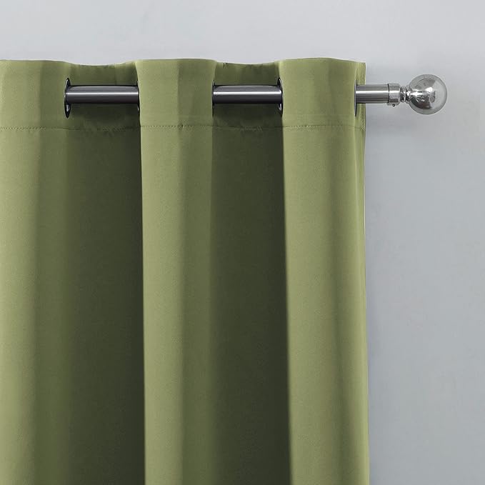 LEMOMO Olive Green Thermal Blackout Curtains/52 x 72 Inch/Set of 2 Panels Room Darkening Curtains for Bedroom