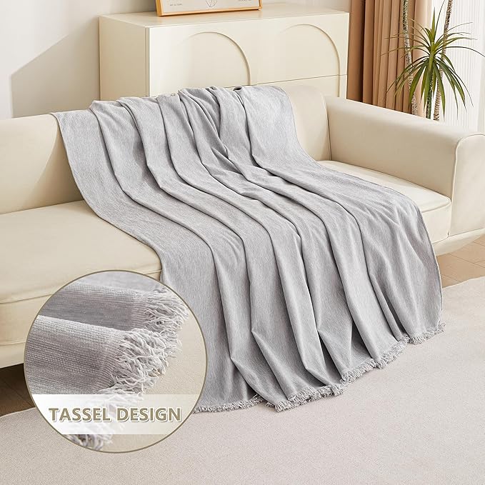 MYSKY HOME Sofa Cover for Dogs Washable for Sofa Boho Couch Cover, Cover for Sofa Couch Cover Blanket Thick Durable Sectional Couch Covers Furniture Protector, 71"x 150", Light Gery