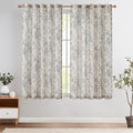 jinchan Linen Blend Curtain Floral Curtains for Living Room 63 Inch Length Grey Printed Curtain Rod Pocket Back Tab Farmhouse Peony Flower Patterned Drapes Bedroom Window Curtains Set 2 Panels