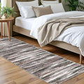 Lansny Modern Abstract Bedroom Runner Rug 2x7, Dark Light Brown White Washable Kitchen Runner, Non-Slip Soft Thin Faux Wool Mat for Entryway, Hallway, Laundry Room, Indoor Home Decor