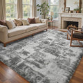 6x9 Ft Large Shag Rugs for Living Room Decor, Tie-Dyed Ultra Soft Fluffy Furry Area Rugs for Bedroom Indoor Floor, Aesthetic Carpet for Kids Home (Grey)