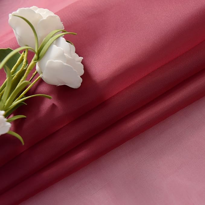 SpaceDresser Basic Rod Pocket Sheer Voile Window Curtain Panels Burgundy 1 Pair 2 Panels 52 Width 72 Inch Long for Kitchen Bedroom Children Living Room Yard(Burgundy,52 W x 72 L)