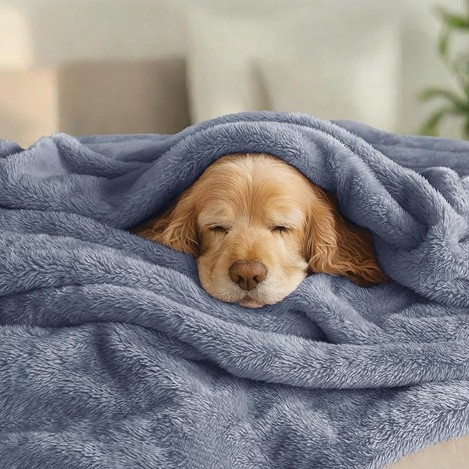 Exclusivo Mezcla Plush Fuzzy Fleece Bed Blanket Twin Size, Super Soft, Fluffy and Warm Blankets for Couch, Bed, All Season (Stone Blue, 90x66 Inches)