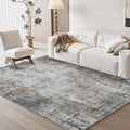 4 x 6 Area Rugs for Living Room, Machine Washable Non Slip Rug Ultra Soft Low Pile Indoor Carpet Modern Abstract Rugs for Bedroom Office Room Dining Room Beside, Grey