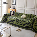 HANDONTIME Boho Geometric Couch Covers for Sofa Pet Friendly Avocado and Black Sofa Covers Washable Chenille Couch Blanket Cover for 1 2 Cushion Couches Pet Protector Furniture Cover Soft, 71" X 102"