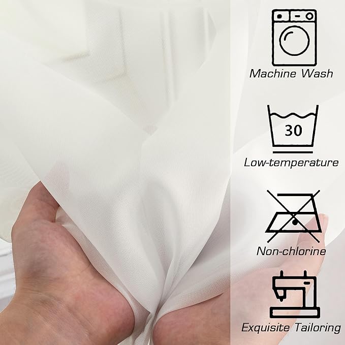 OWENIE Sheer Curtains 78 inch Length, Ivory Sheer Cutains 2 Panels Set for Bedroom/Living Room, Rod Pocket Voile Fimly Drapes, 2pcs, Each 42" W x 78" L