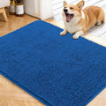 OLANLY Dog Door Mat for Muddy Paws 40x32, Absorbs Moisture and Dirt, Absorbent Non-Slip Washable Doormat, Quick Dry Chenille Mud Mat, Entry Indoor Entryway Carpet for Inside Floor, Deep Navy Blue