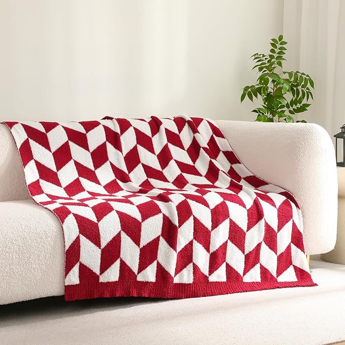 Snuggle Sac Christmas Red Blankets for Bed, Super Soft Warm Christmas Blankets Oversized Cozy Knit Fuzzy Blanket for Living Room, Red,60x80 inches