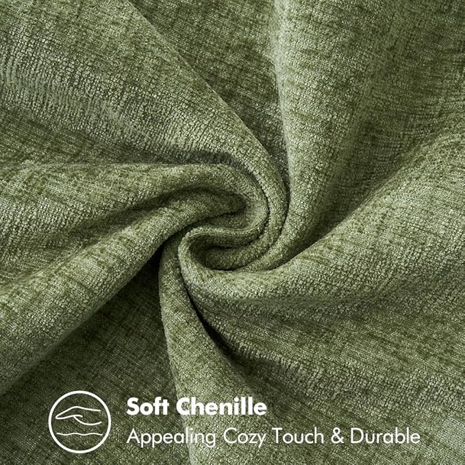 MIULEE Pack of 2 Couch Throw Pillow Covers 16x16 Inch Sage Green Farmhouse Decorative Pillow Covers with Stitched Edge Soft Chenille Solid Dyed Spring Pillow Covers for Sofa Bed Living Room