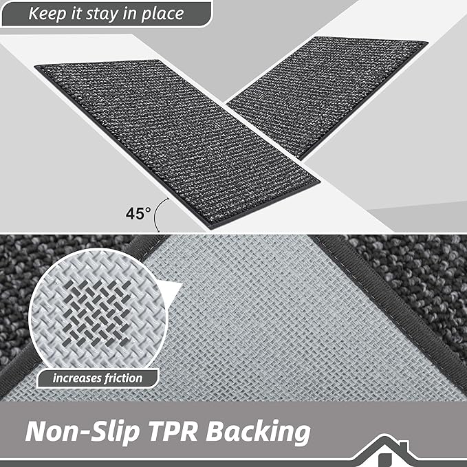 BEQHAUSE Kitchen Runner Rugs 24"x72", Non-Slip Kitchen Mats for Floor, Super Absorbent and Stain Resistant Kitchen Rug, Machine Washable Rugs for Kitchen, Hallway, Laundry & Sink, Charcoal