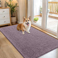 OLANLY Dog Door Mat for Muddy Paws 54x32, Absorbs Moisture and Dirt, Absorbent Non-Slip Washable Doormat, Quick Dry Chenille Mud Mat for Dogs, Entry Indoor Entryway Carpet for Inside Floor, Deep Plum
