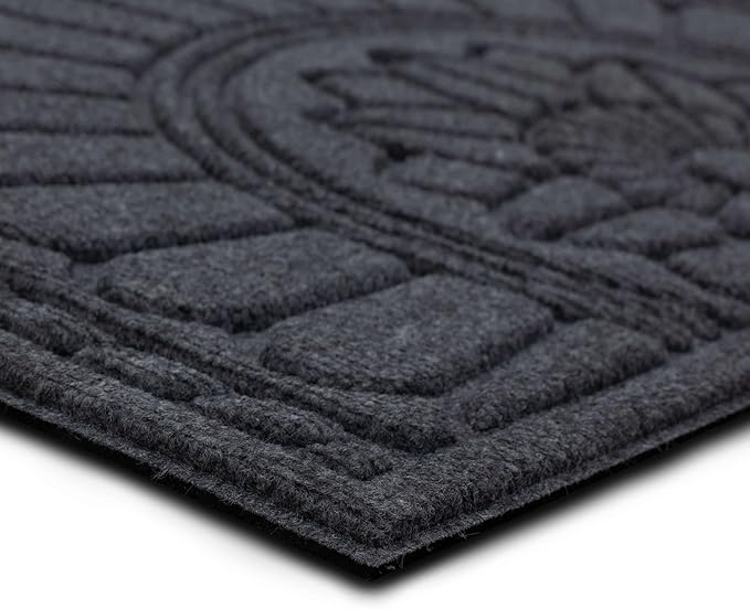 Mohawk Home Entryway Door Mat 2' X 3' All Weather Outdoor Non Slip Recycled Rubber Doormat, Rope Impressions Graphite