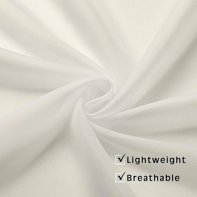 OVZME Sheer Ivory Curtains Light Filtering Window Drapes for Living Room Bedroom and Wedding Party, Voile Nice Vertical Sense Sliding Glass Door, Per Panel 42 by 96 Inch, Set of 2 Pieces
