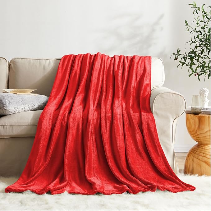 KMUSET Fleece Blanket Red Throw Blanket for Couch - Soft Lightweight Cozy Luxury Bed Microfiber Blanket, 50" x 60"