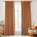 RYB HOME 100% Blackout Fall Curtains for Bedroom Linen Texture, Burnt Orange Curtains for LivingRoom/Office/Sliding Door, Thermal Insulated Farmhouse HomeDecor, Luxury Privacy Drape, W52xL84, 2 Panels