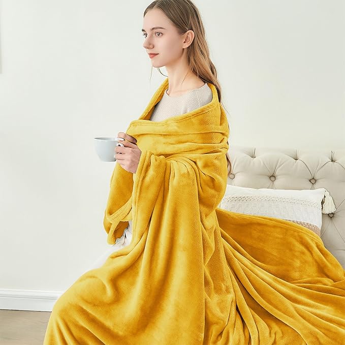 BEDELITE Fleece Blanket King Size Blankets for Bed, Luxury Plush Cozy Fuzzy Blanket 108x90 inches, Super Soft Warm Lightweight Throw Blanket All Seasons Suitable, Yellow