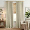 NICETOWN Room Darkening Bedroom Curtains 84 inches Long, Pinch Pleated Curtains Faux Linen Blend Light Blocking Noise Canceling Thermal Drapes for Living Room, Linen Beige, W52 x L84, 2 Panels