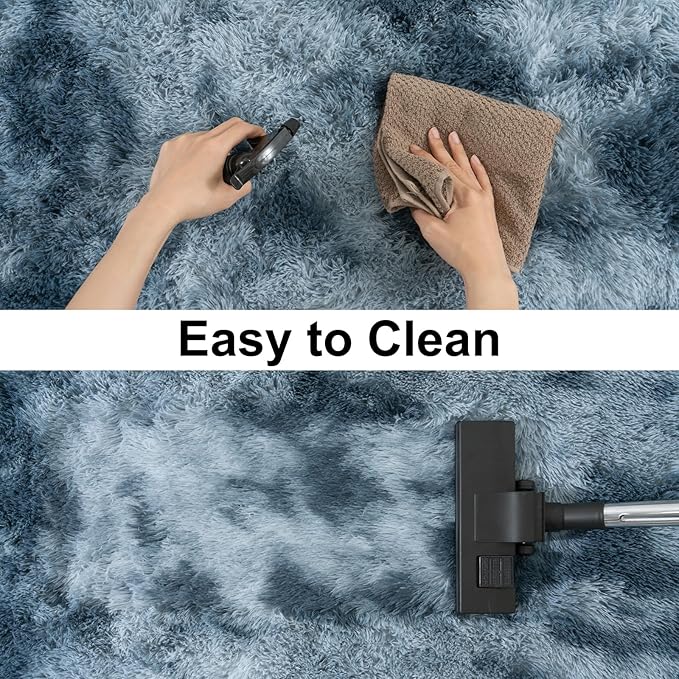 Soft Runner Rugs for Bedroom Hallways, 2x4 Tie-Dyed Blue Grey Fluffy Shag Throw Area Rug Non Slip for Bedside Dorm, Long Shaggy Furry Carpet for Nursery Living Room